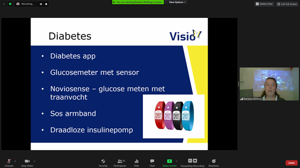 Presentaties. Op slide staat diabetes.