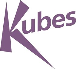 Logo stichting KUBES: Paarse letters op witte ondergrond
