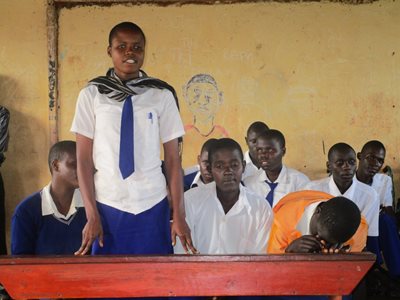 Foto van kinderen in de klas in Oeganda