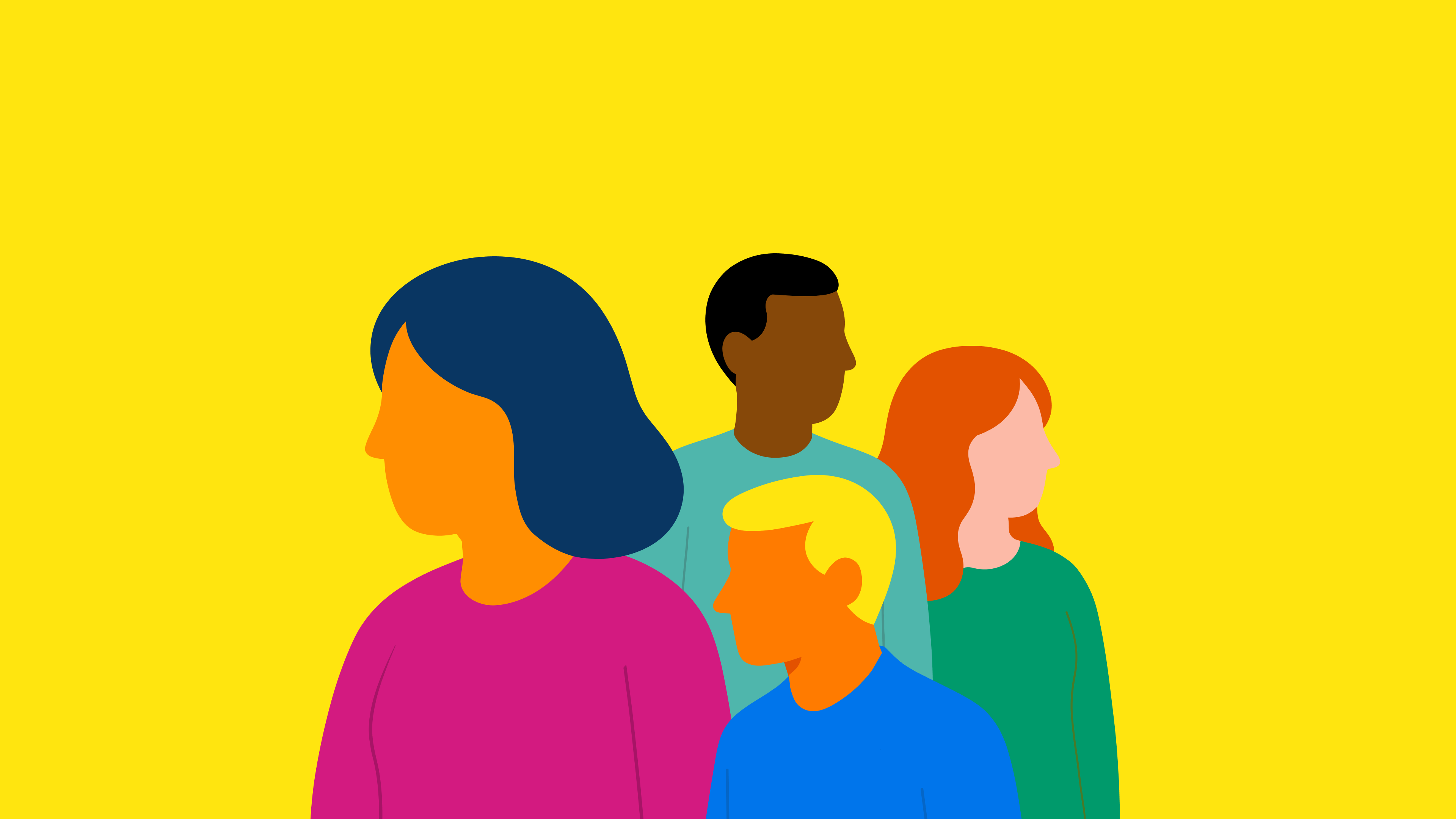 Illustratie van een diverse groep mensen.
