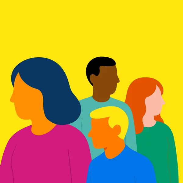 Illustratie van een diverse groep mensen. Illustratie van een diverse groep mensen.