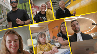 De afbeelding is een collage van zes verschillende mensen uit de video. Van linkboven naar rechtsonder zijn te zien: Joost, Stefan, Fred, Hanna, Elena en Faruk. De afbeelding is een collage van zes verschillende mensen uit de video. Van linkboven naar rechtsonder zijn te zien: Joost, Stefan, Fred, Hanna, Elena en Faruk.