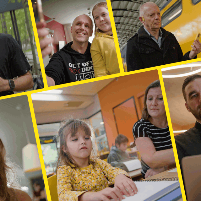 De afbeelding is een collage van zes verschillende mensen uit de video. Van linkboven naar rechtsonder zijn te zien: Joost, Stefan, Fred, Hanna, Elena en Faruk. De afbeelding is een collage van zes verschillende mensen uit de video. Van linkboven naar rechtsonder zijn te zien: Joost, Stefan, Fred, Hanna, Elena en Faruk.