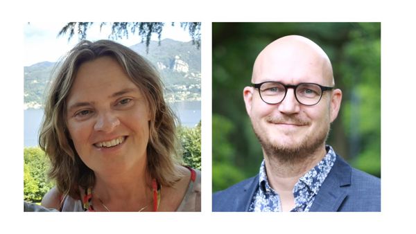 Afbeelding van de twee auteurs van het boek. Afbeelding van de twee auteurs van het boek.