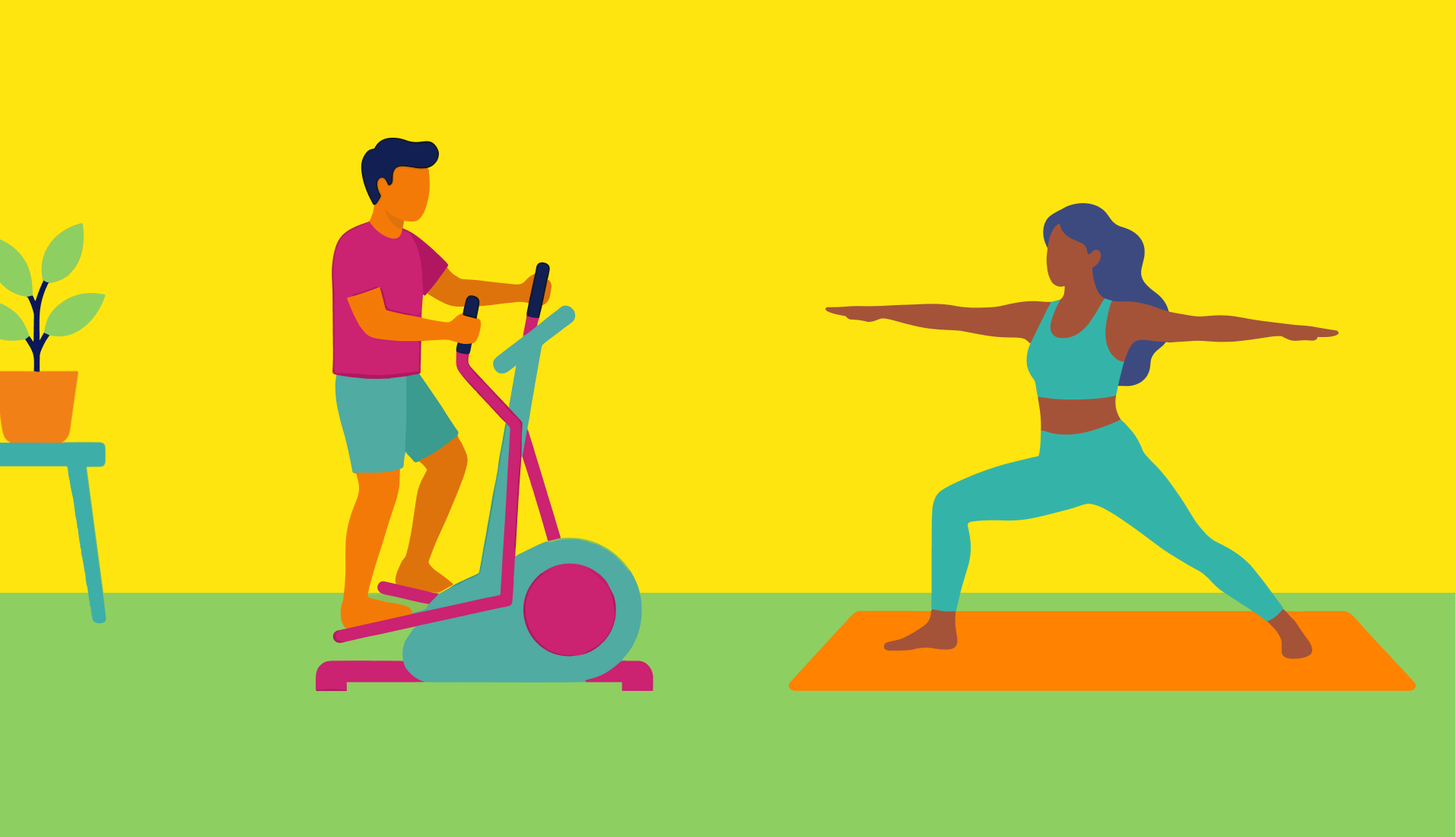 Illustratie thema april: bewegen en sport