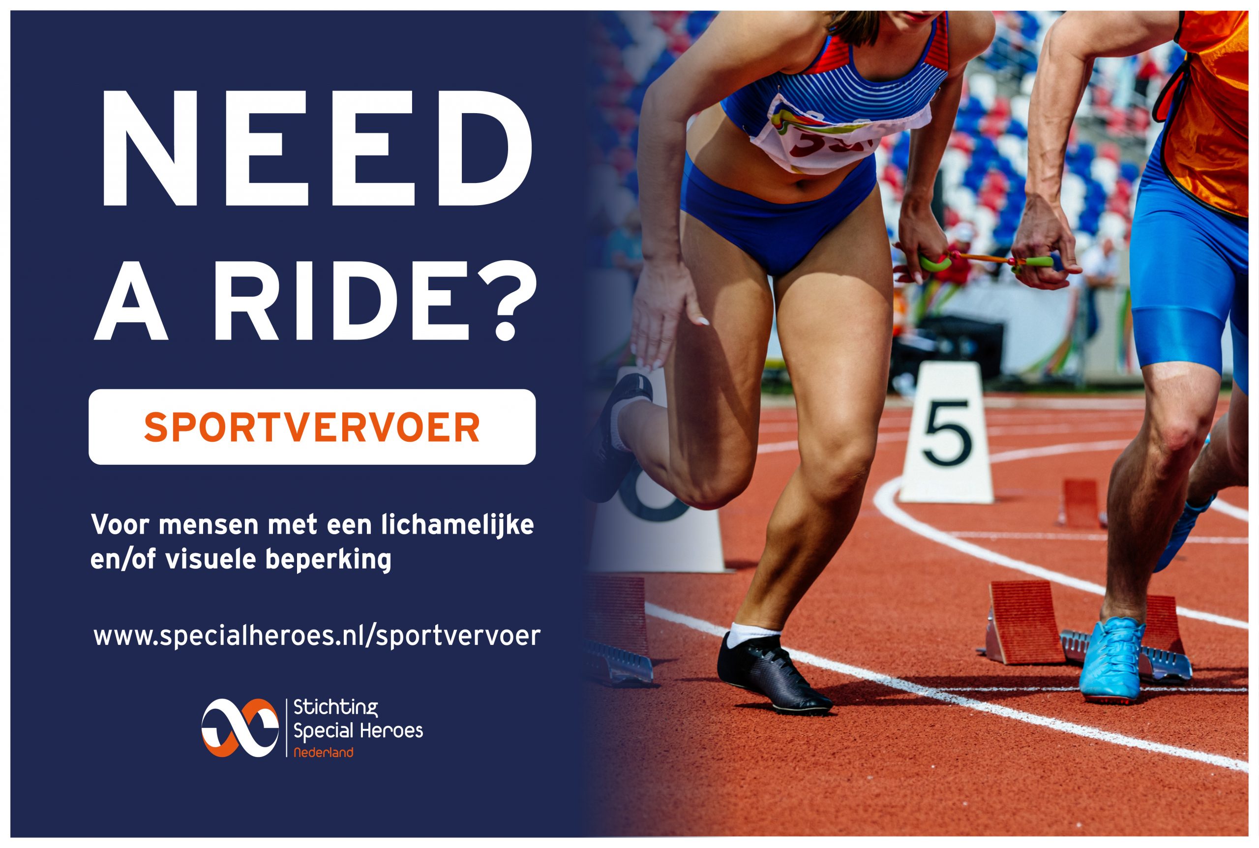 Banner van een hardloper met visuele beperking