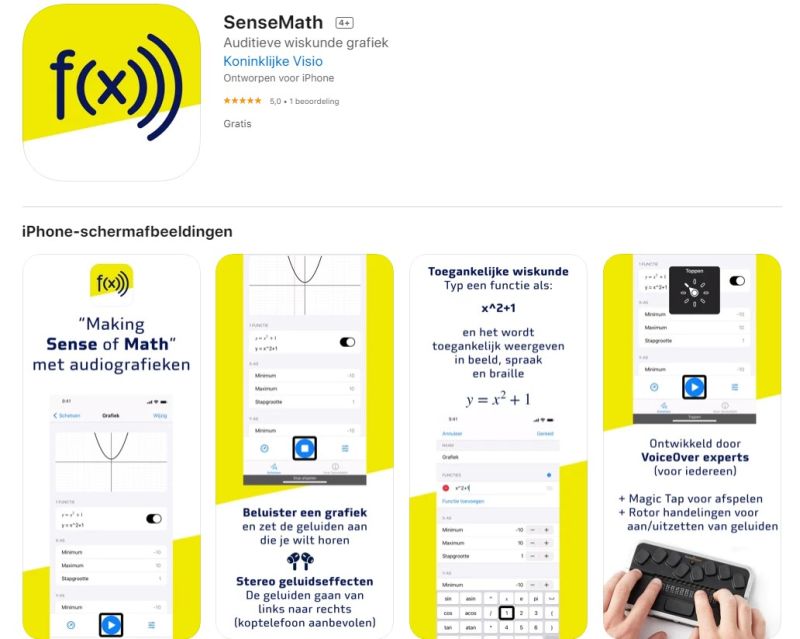 Screenshot van Visio-app SenseMath in Apple Appstore