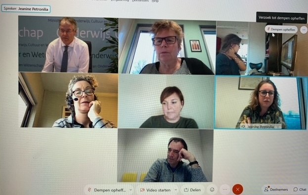 Screenshot van virtueel bezoek minister Slob bij Visio Onderwijs op 14 januari Screenshot van virtueel bezoek minister Slob bij Visio Onderwijs op 14 januari